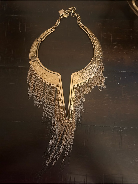 Jewelry - Gold Fringe Statement Necklace - Women Jewelry